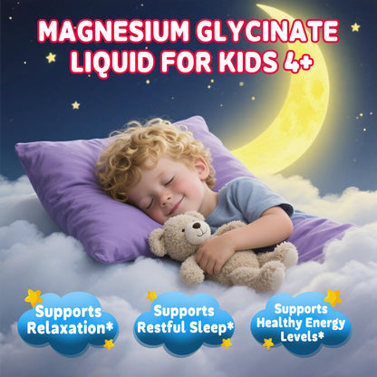 Kids Magnesium Glycinate Liquid Drops – Sleep, Calm & Focus (Strawberry, 2 fl oz)