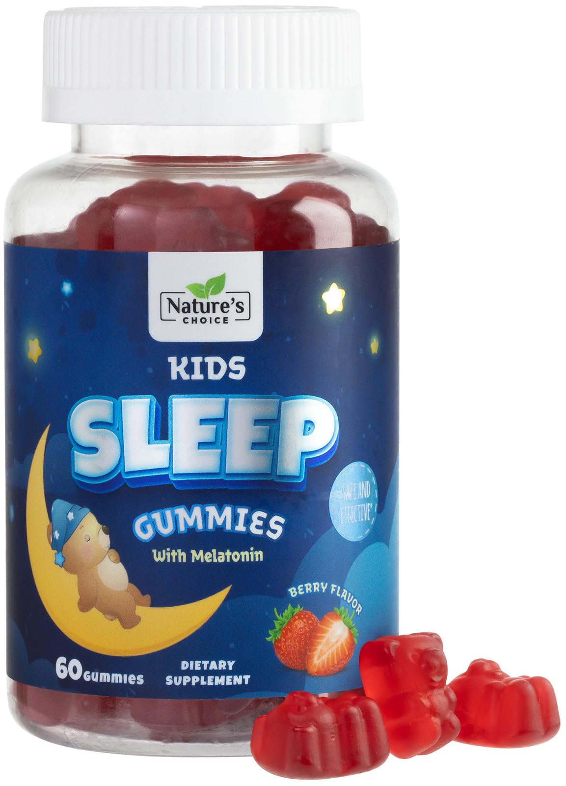 Kids Sleep Gummies 2mg for Children - Non-Habit Forming Melatonin, Natural Berry Flavor, 60 Gummies