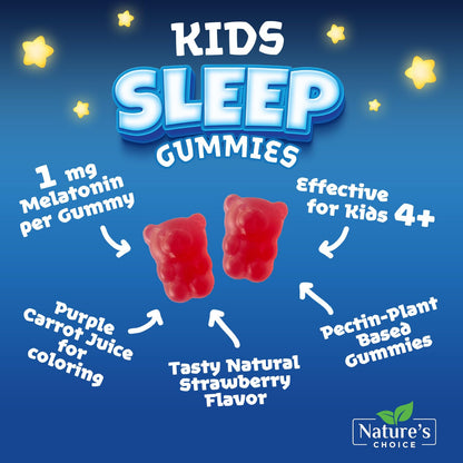 Kids Sleep Gummies 2mg for Children - Non-Habit Forming Melatonin, Natural Berry Flavor, 60 Gummies