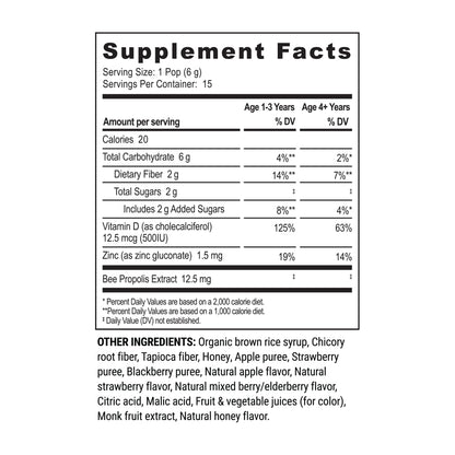 Kids Throat Soothing Lollipops by Beekeeper's Naturals — Doctor Formulated Immune Support, Vitamin D & Honey, 15 ct