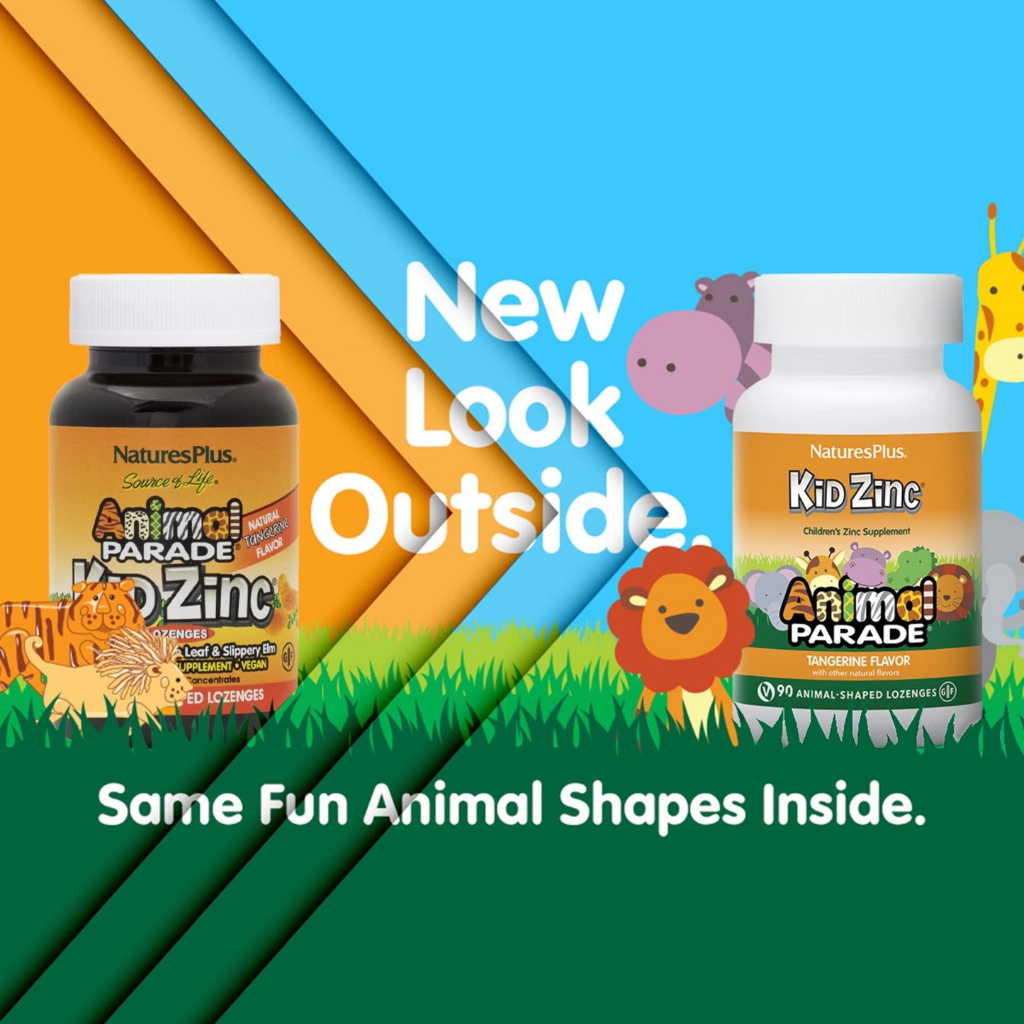 NaturesPlus Animal Parade KidZinc Tangerine Lozenges – 180 Servings, Vegan & Gluten Free