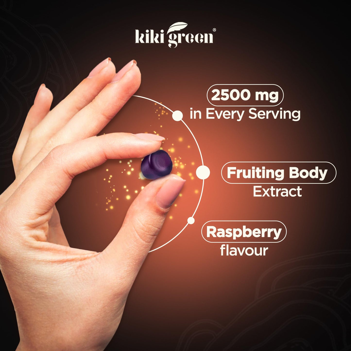 KIKI Green Mushroom Gummies with Lion's Mane & 9 Adaptogens Blend – 60 Count, 10:1 Extract