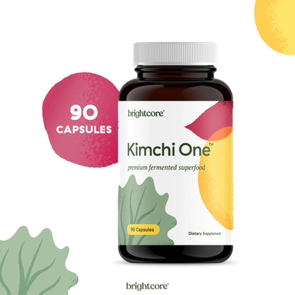 Brightcore Kimchi One Capsules – Probiotic & Enzyme Nutrition for Gut Health | Gluten-Free, 90 Vegan Capsules