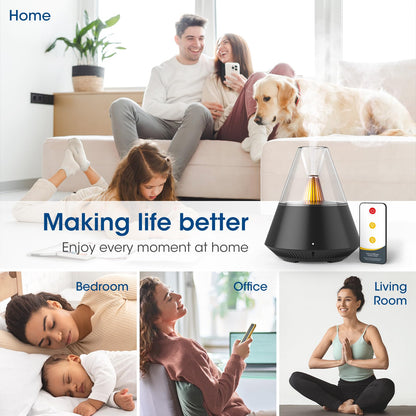 KinYiLO Essential Oil Diffuser – Modern Aromatherapy Humidifier with Candle Night Light