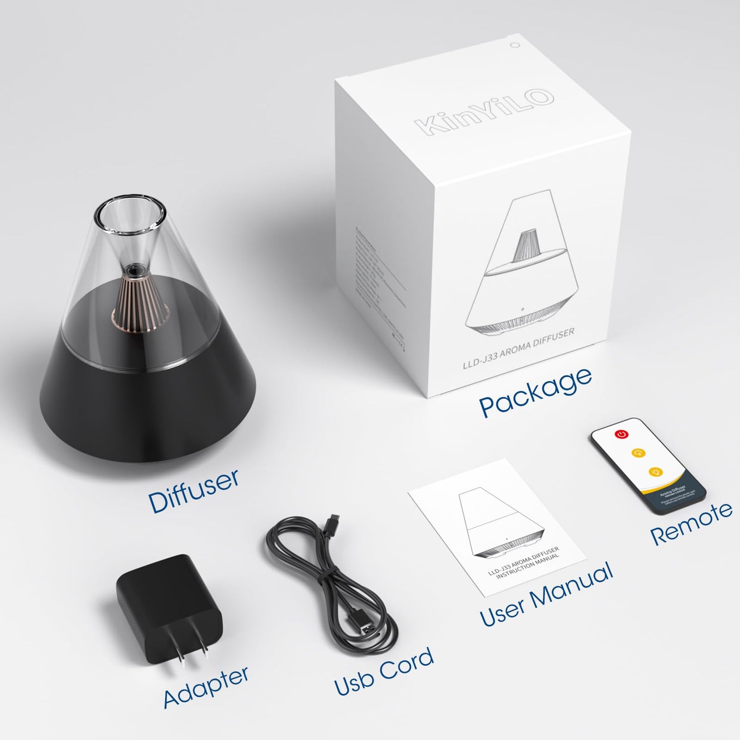 KinYiLO Essential Oil Diffuser – Modern Aromatherapy Humidifier with Candle Night Light