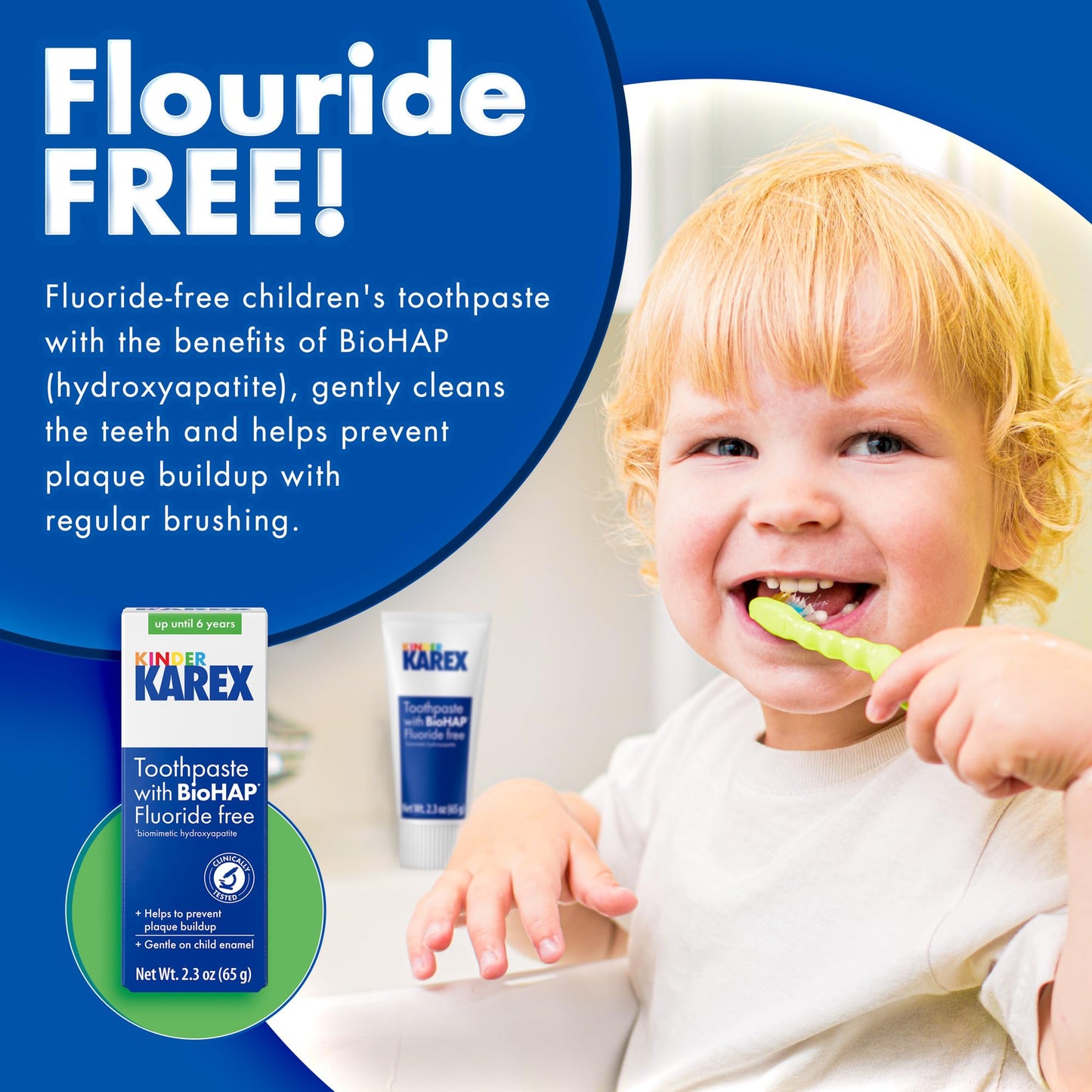 Kinder Karex Hydroxyapatite Kids Toddler Toothpaste 2.3 oz – Fluoride Free, Pack of 6