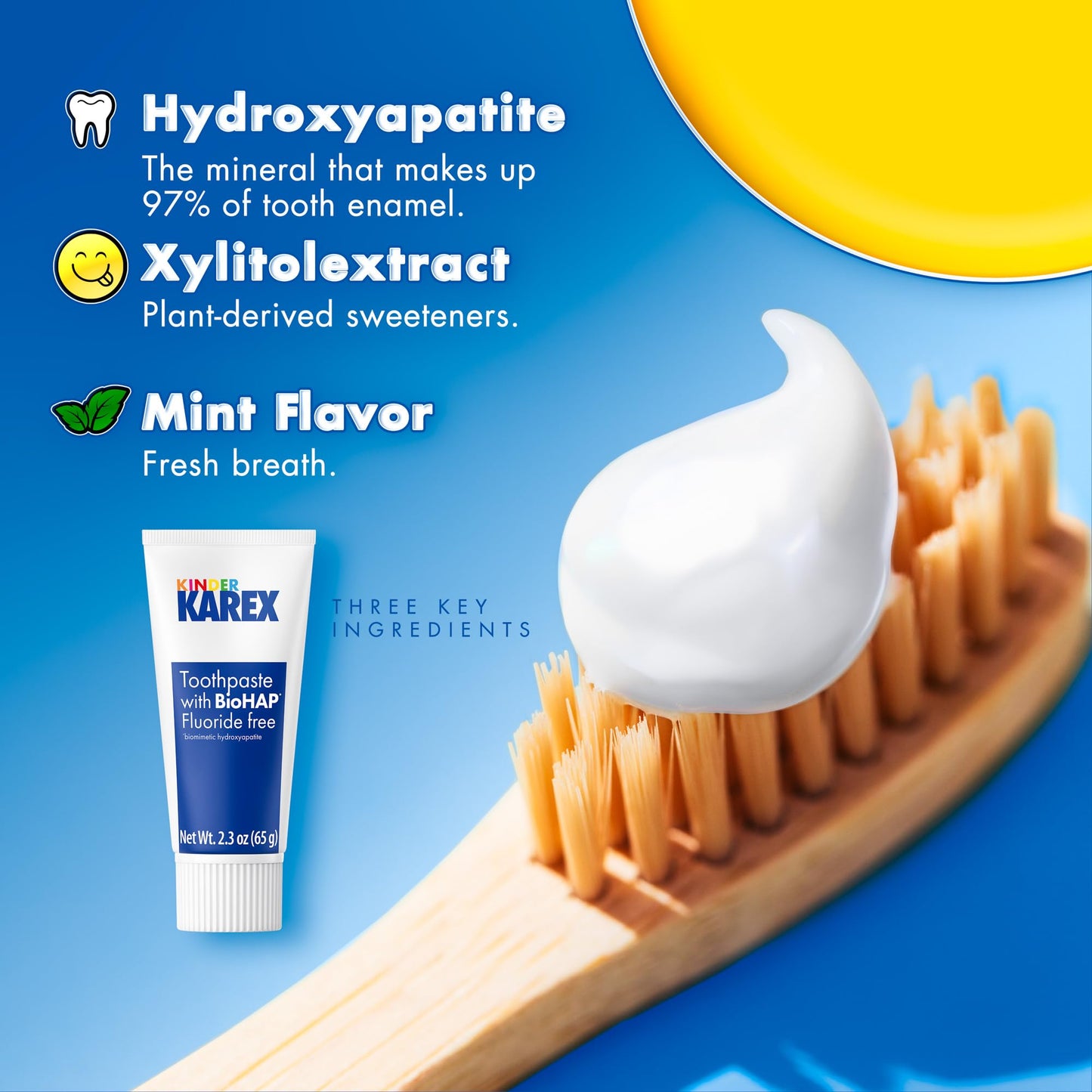 Kinder Karex Hydroxyapatite Kids Toddler Toothpaste 2.3 oz – Fluoride Free, Pack of 6
