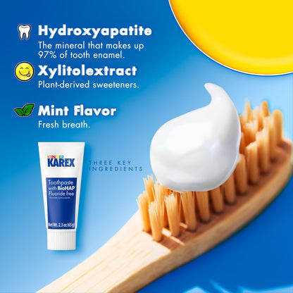 Kinder Karex Hydroxyapatite Kids Toddler Toothpaste 2.3 oz – Fluoride Free, Pack of 6