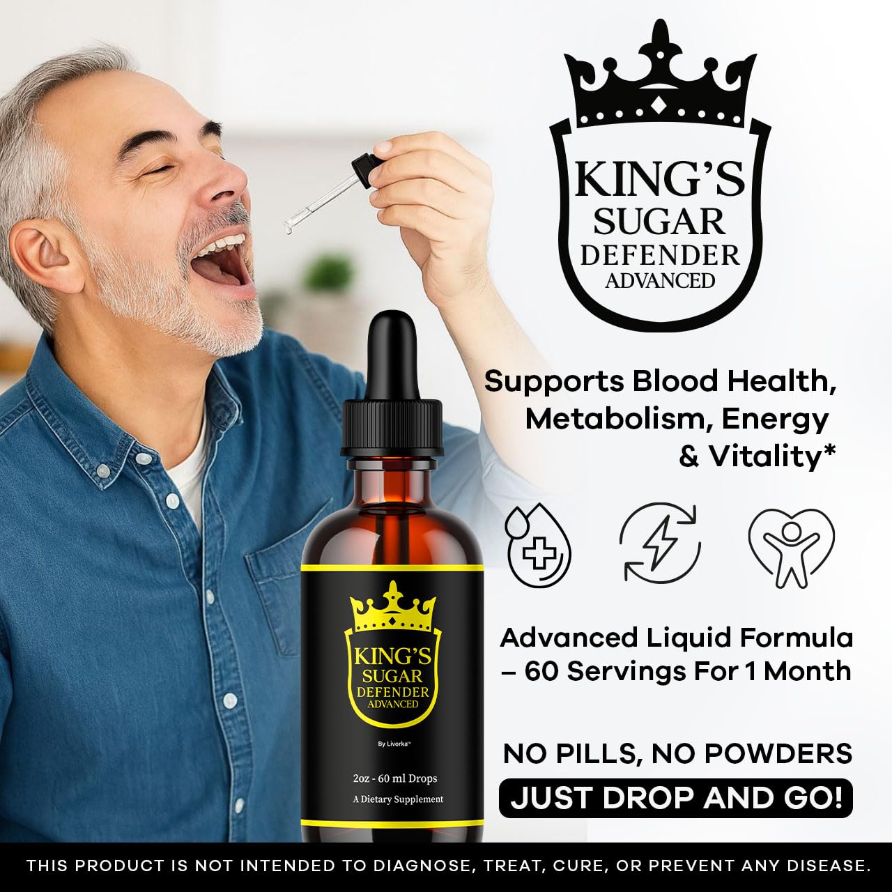 2 Pack Kings Sugar Defender Drops – Official KingSugar Defender Liquid Formula for Overall Health & Wellness (2 Bottles, 2 Months)