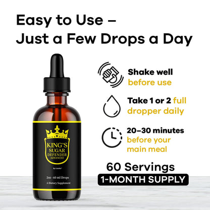 2 Pack Kings Sugar Defender Drops – Official KingSugar Defender Liquid Formula for Overall Health & Wellness (2 Bottles, 2 Months)