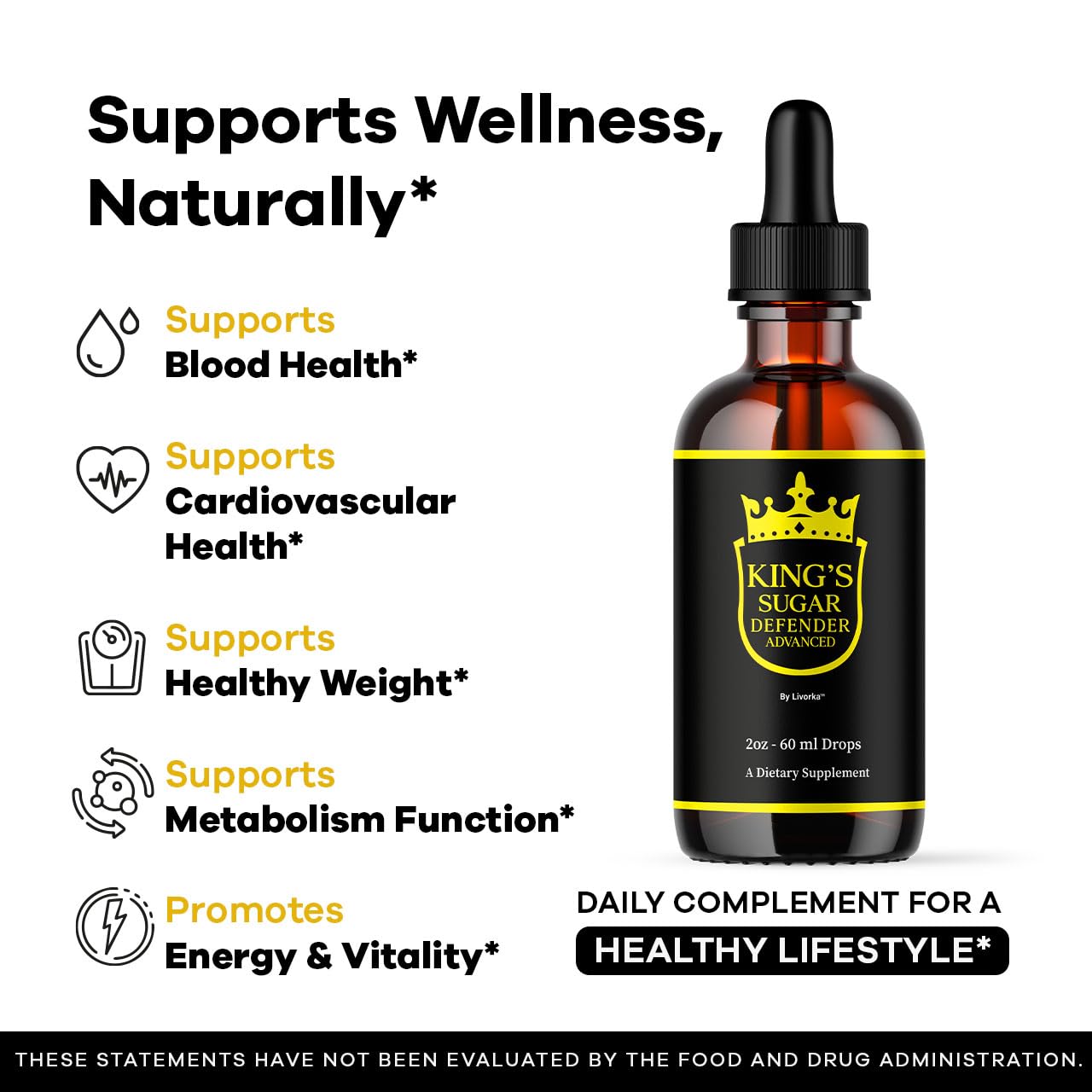 2 Pack Kings Sugar Defender Drops – Official KingSugar Defender Liquid Formula for Overall Health & Wellness (2 Bottles, 2 Months)