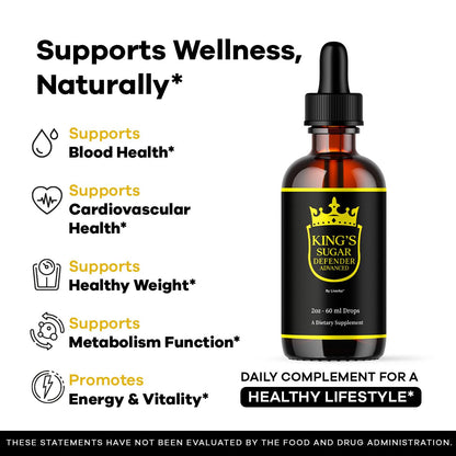 2 Pack Kings Sugar Defender Drops – Official KingSugar Defender Liquid Formula for Overall Health & Wellness (2 Bottles, 2 Months)
