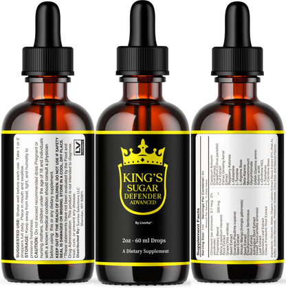 2 Pack Kings Sugar Defender Drops – Official KingSugar Defender Liquid Formula for Overall Health & Wellness (2 Bottles, 2 Months)