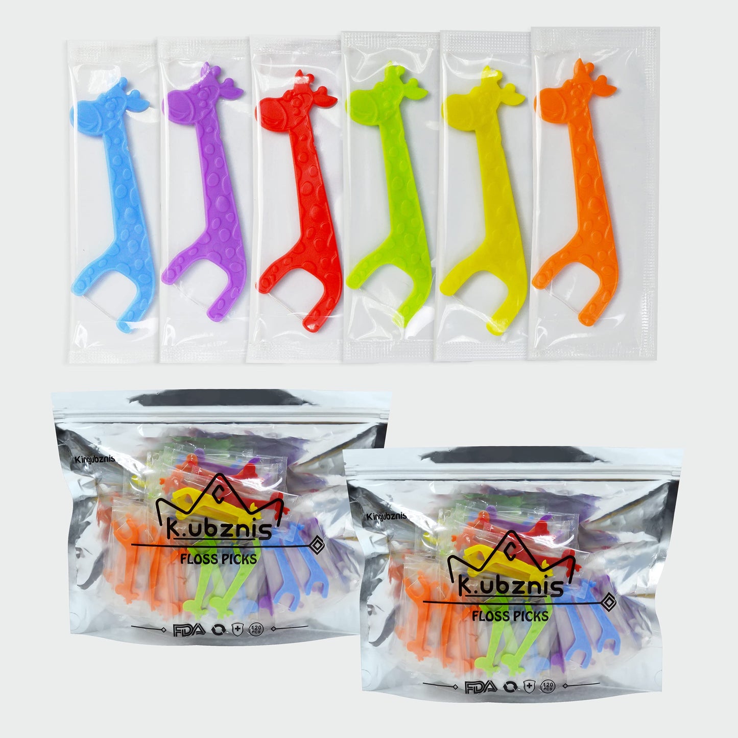 Kingubznis Kids Flossers – Individually Wrapped Floss Picks for Children & Adults | 240-Count Deer Shape Travel Floss