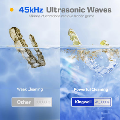 Kingwell 45KHz Ultrasonic Retainer Cleaner – 230ml, Denture/Aligner Cleaner (White) | FSA/HSA Approved