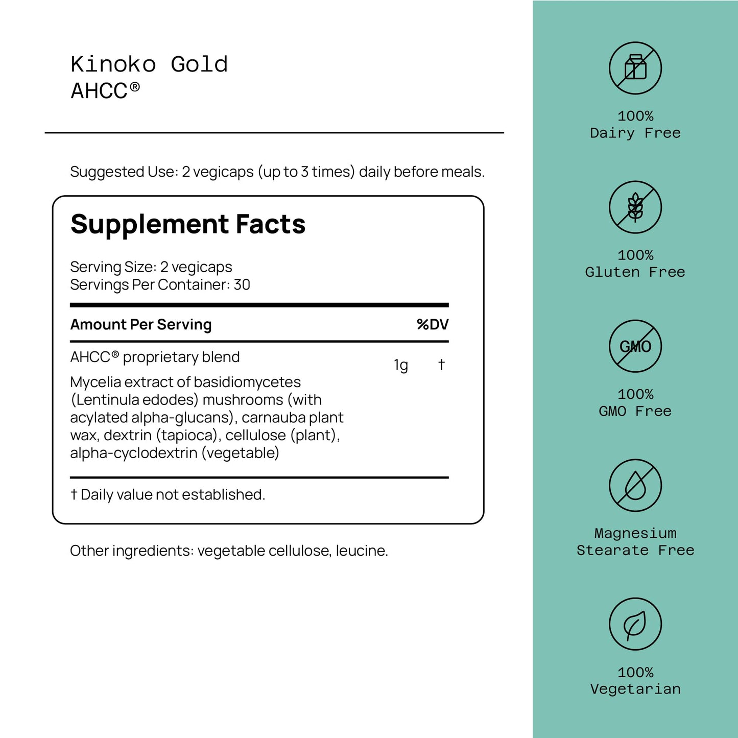Quality of Life Kinoko Gold AHCC – 500 mg Capsule, Immune Support, 60 Veg Capsules