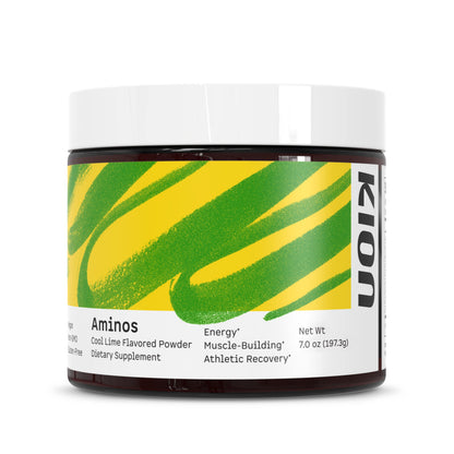 Kion Aminos Essential Amino Acids Powder | 30 Servings, Cool Lime, No Caffeine