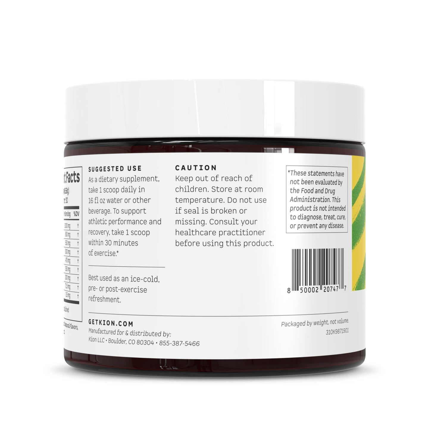 Kion Aminos Essential Amino Acids Powder | 30 Servings, Cool Lime, No Caffeine