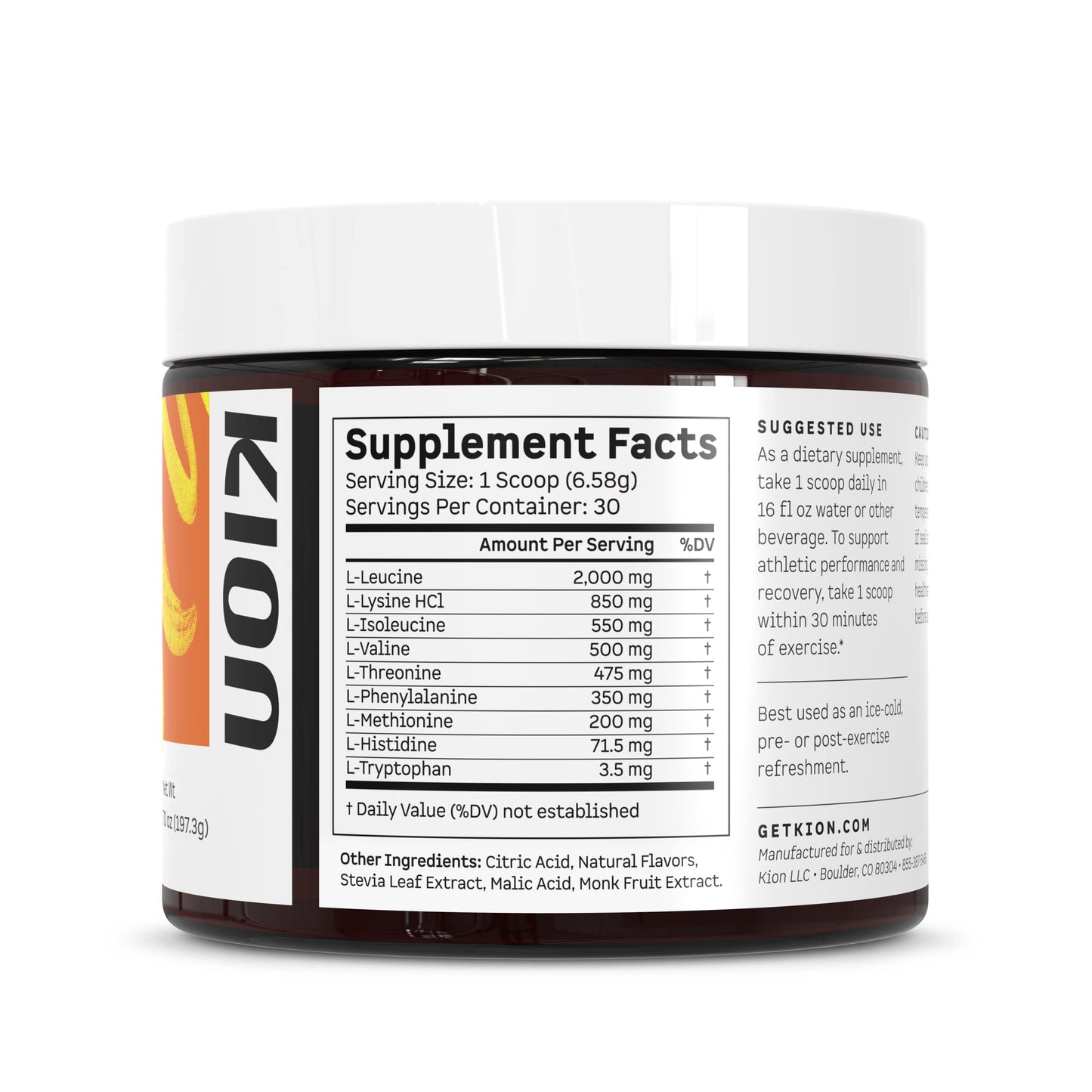 Kion Aminos Mango – Essential Amino Acids Powder, No Caffeine, 30 Servings