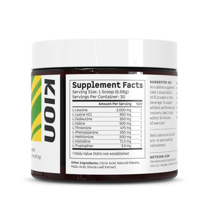 Kion Aminos Essential Amino Acids Powder | 30 Servings, Cool Lime, No Caffeine