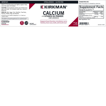 Kirkman Calcium with Vitamin D3 Powder - 8 oz | Essential Minerals for Strong Bones