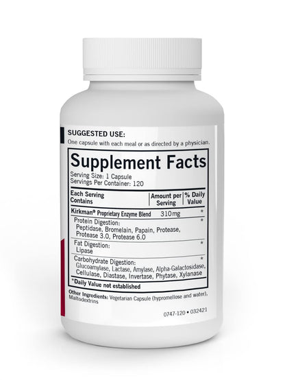 Kirkman EnZym-Complete/DPP-IV 120 Capsules | Broad Spectrum Digestive Enzyme