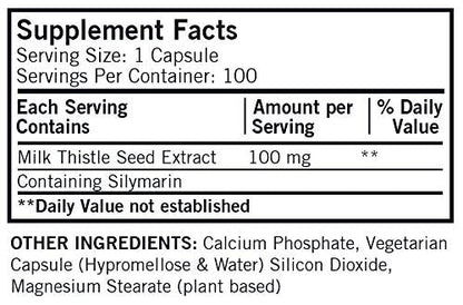 Kirkman Milk Thistle 100 mg - Hypoallergenic | 100 Vegetarian Capsules