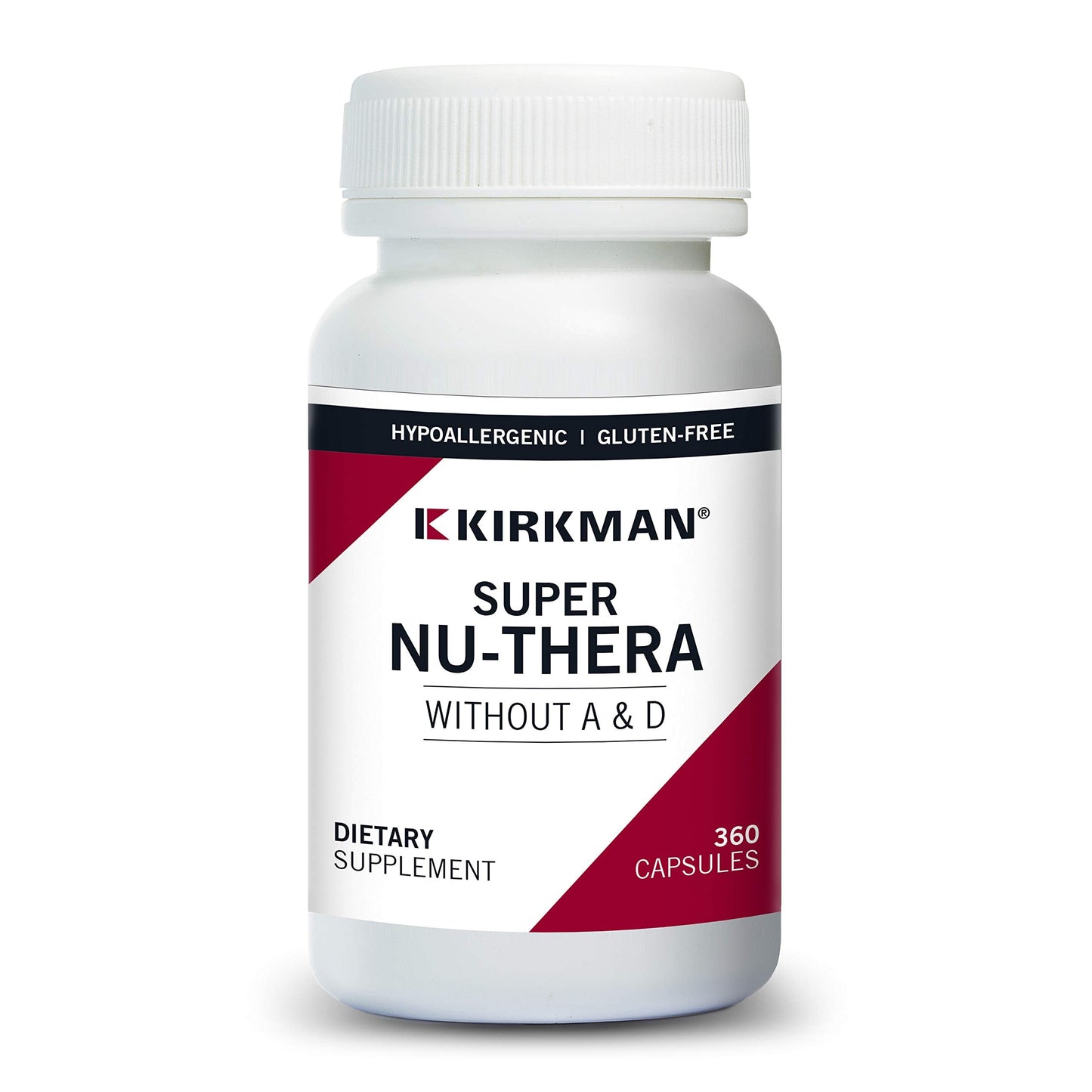 Kirkman Super Nu-Thera w/o Vitamins A and D – Hypoallergenic | 360 Vegetarian Capsules | Gluten & Casein Free Multi Vitamin