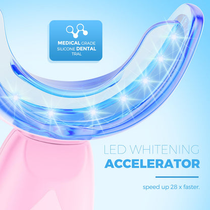 Teeth Whitening Kit for Sensitive Teeth - 16 LED Light, 30 Min - Pink