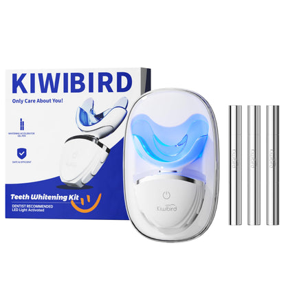 KIWIBIRD Teeth Whitening Kit for Sensitive Teeth – 3 Gel Pens & LED Light