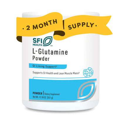 Klaire L-Glutamine Powder - 5000mg Free-Form, Hypoallergenic | SFI Health | 60 Servings