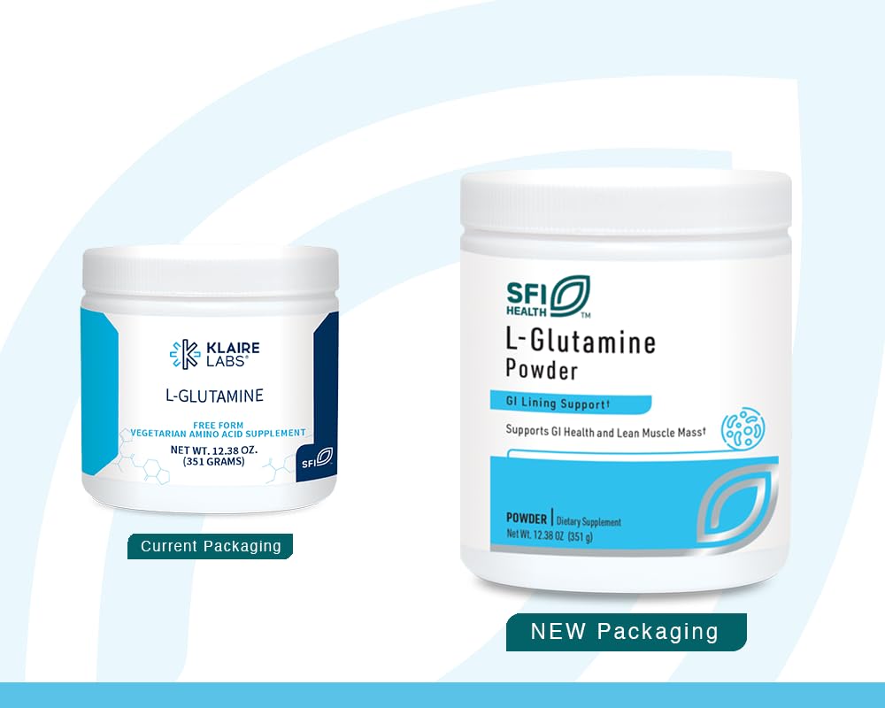 Klaire L-Glutamine Powder - 5000mg Free-Form, Hypoallergenic | SFI Health | 60 Servings