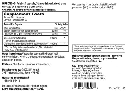 Klaire Labs SFI Health Glucosamine Chondroitin - Joint Support (Soy & Dairy-Free) 90 Capsules