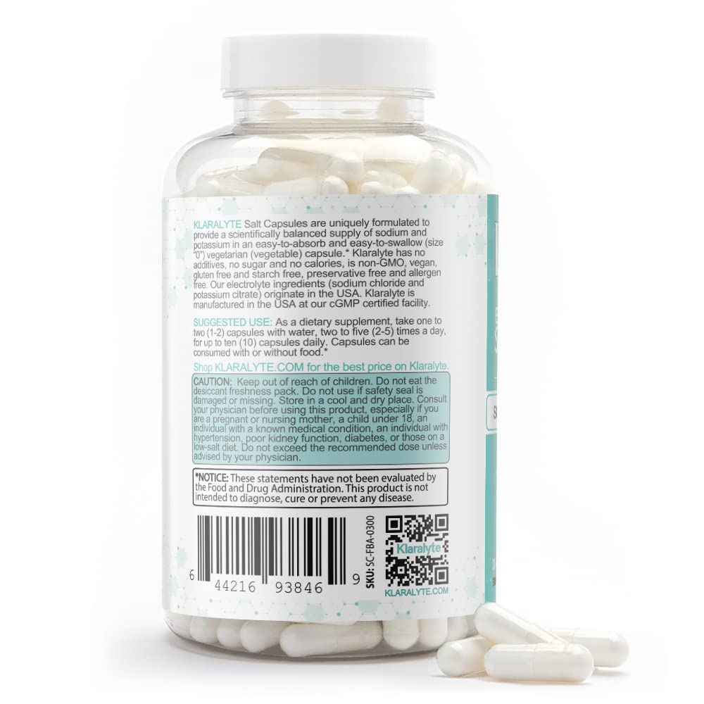 Klaralyte Buffered Electrolyte Salt Capsules – 300 Count