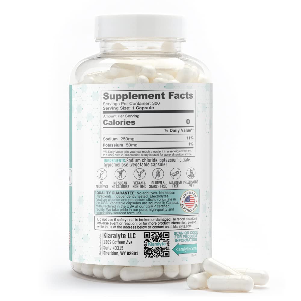 Klaralyte Buffered Electrolyte Salt Capsules – 300 Count