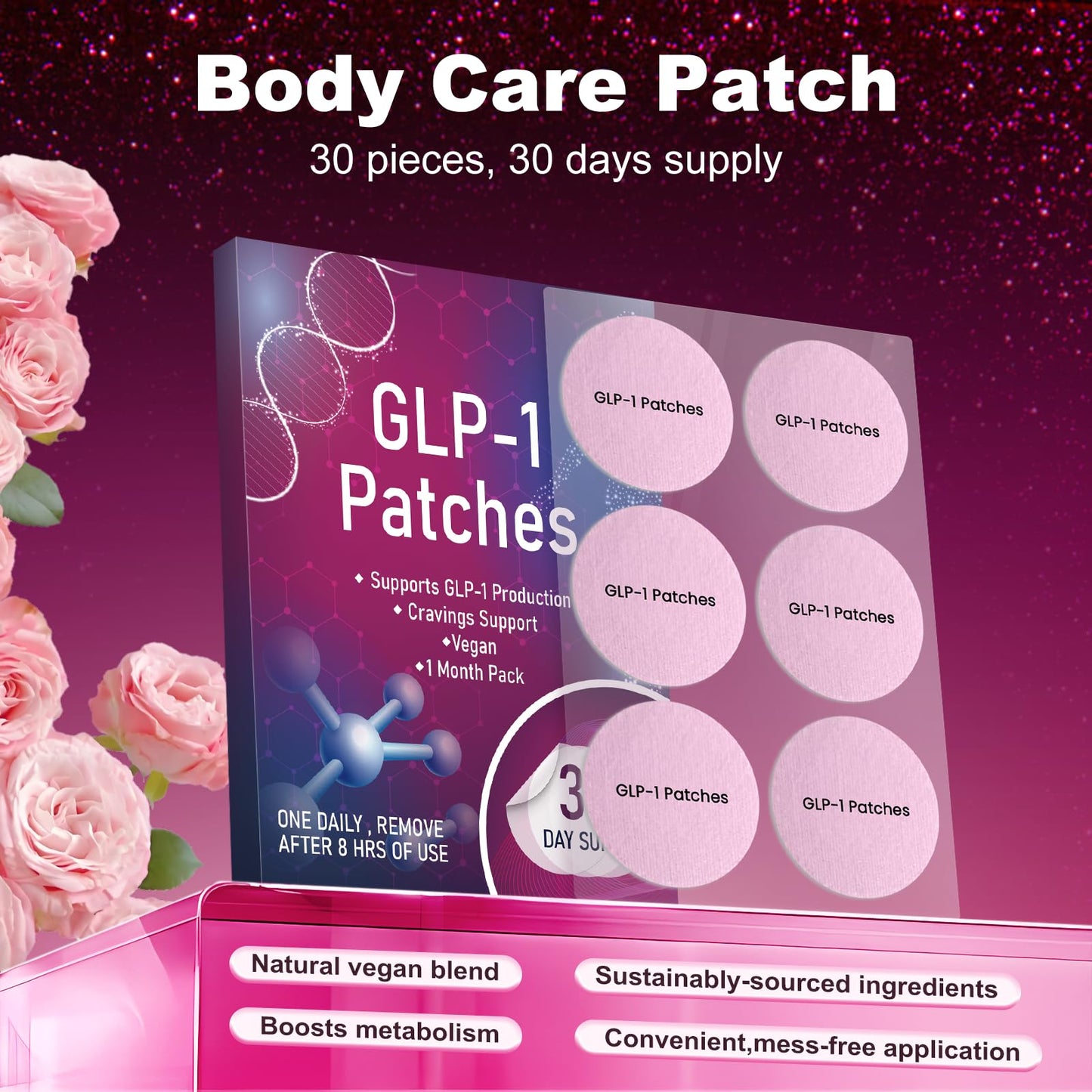 KMLWXD GLP-1 Patches | 30-Day Supply | Needle-Free Alternative