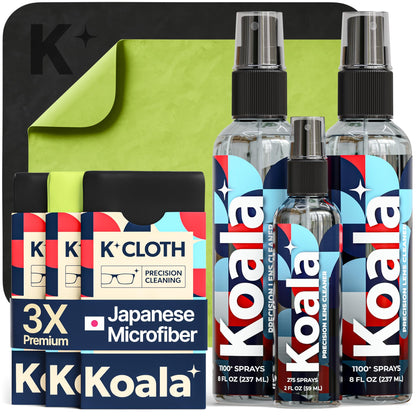 Koala Eyeglass Lens Cleaner Kit – 6-Piece Set (2x 8oz, 1x 2oz, 3 Microfiber Cloths)