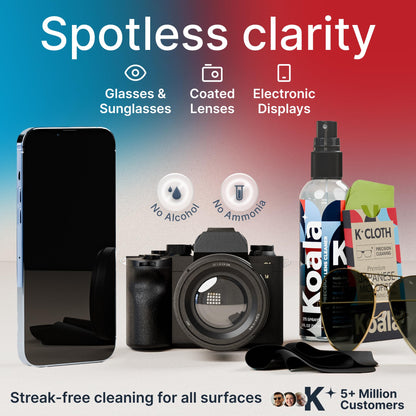 Koala Eyeglass Lens Cleaner Kit – 6-Piece Set (2x 8oz, 1x 2oz, 3 Microfiber Cloths)