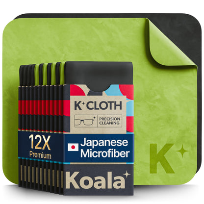 Koala Lens Cleaning Cloth – Japanese Microfiber (Black & Green) Pack of 12