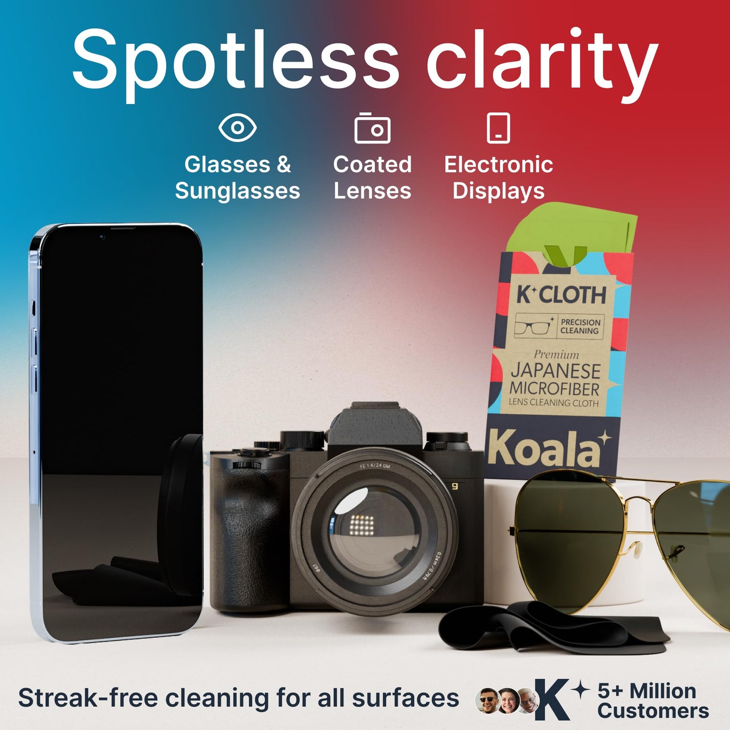 Koala Lens Cleaning Cloth – Japanese Microfiber (Black & Green) Pack of 12
