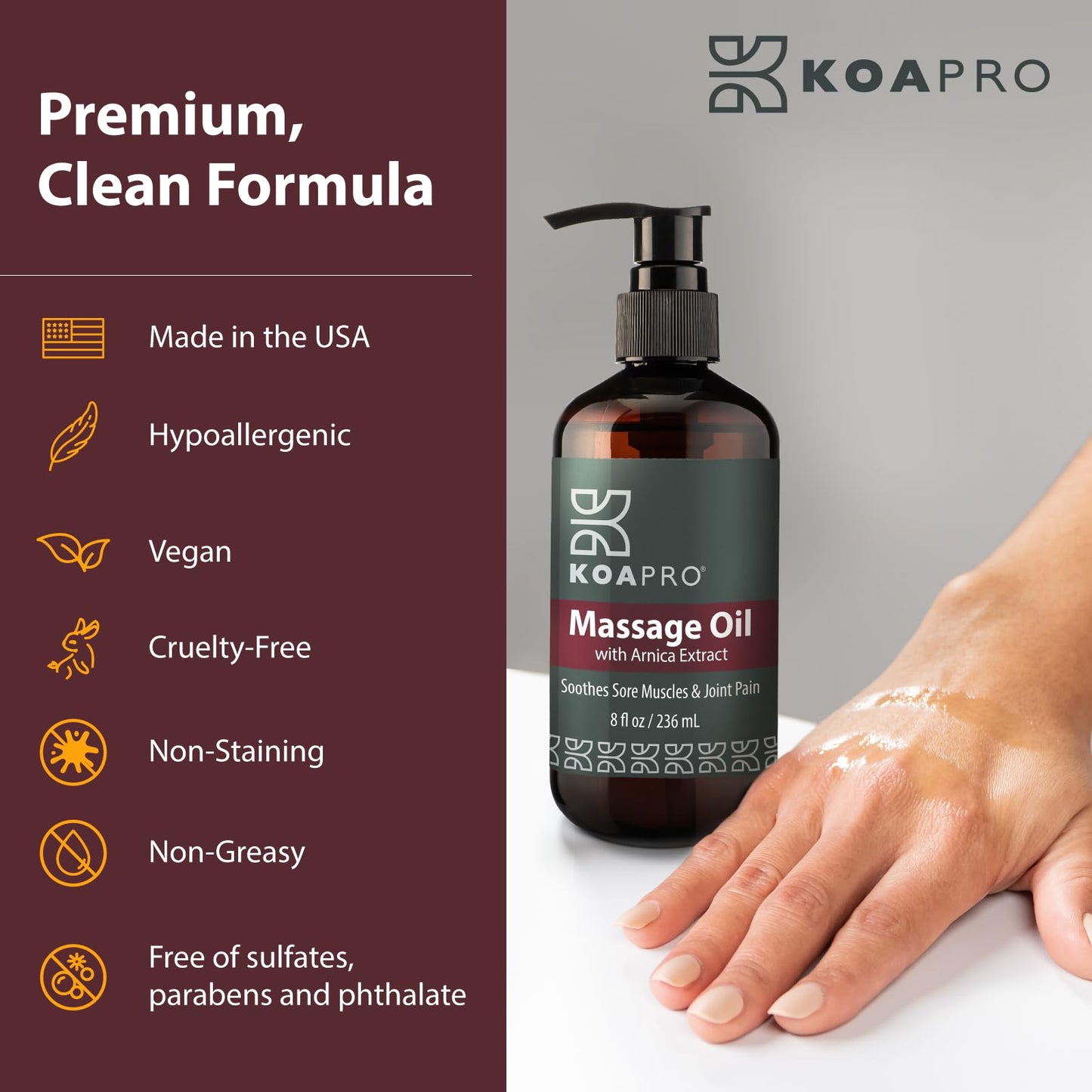 KOAPro Massage Oil 2-Pack – Lavender Arnica Oil for Pain Relief, 8 fl oz Each