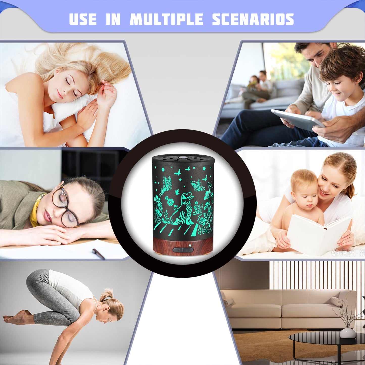 Essential Oils Diffuser | Aromatherapy Diffuser with 7-Color LED Lights | Auto-Off Humidifier