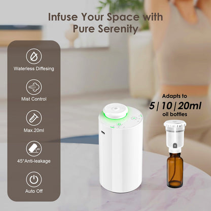 KONCHILE Waterless Essential Oil Diffuser | Battery Powered, 7-Color LED