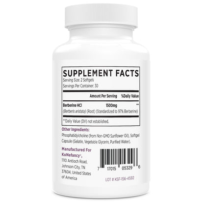 KoNefancy Liposomal Berberine 1500mg – High Bioavailability, 120 Softgels