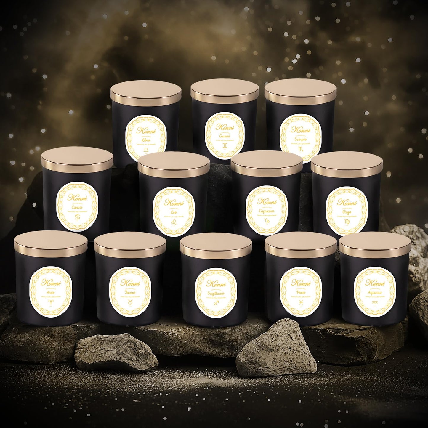 KONNI Pisces Zodiac Candle – 7 oz Soy Wax, Pine & Cypress Gift