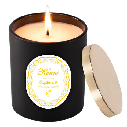 KONNI Sagittarius Zodiac Candle – Pine & Cypress Soy Wax 7 oz | Astrology Gift