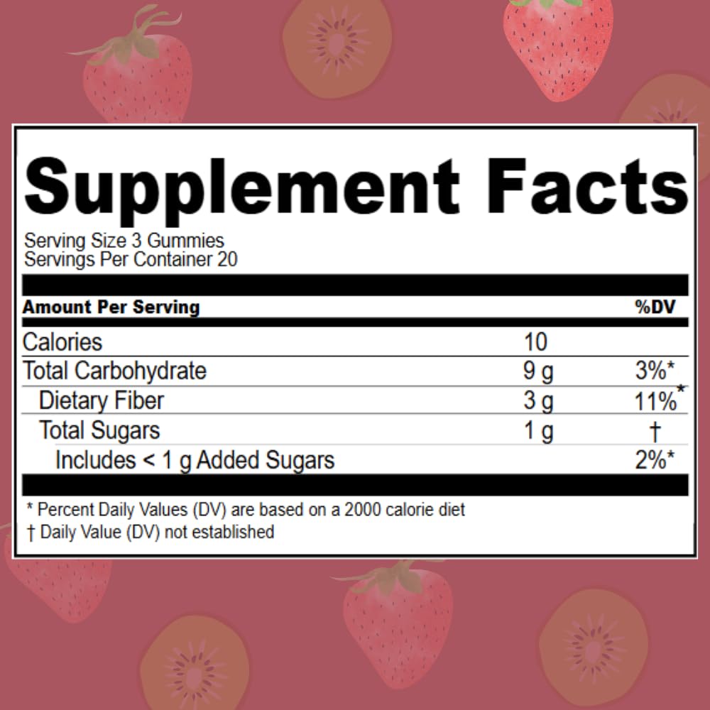 Konsyl Daily Fiber Gummies – 60 Count, Strawberry-Kiwi | Supports Digestive Health