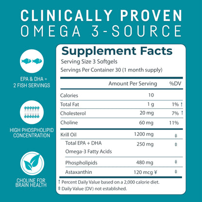 Kori Krill Oil Omega-3 Softgels – Superior Absorption Antarctic Krill, 400 mg, 270 Softgels (EPA & DHA)