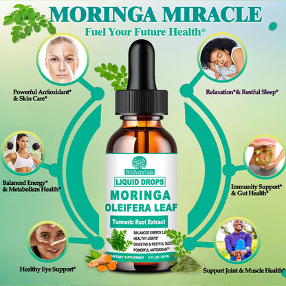 Organic Moringa Liquid Drops with Turmeric, Black Pepper & Vitamin C | Moringa Oleifera