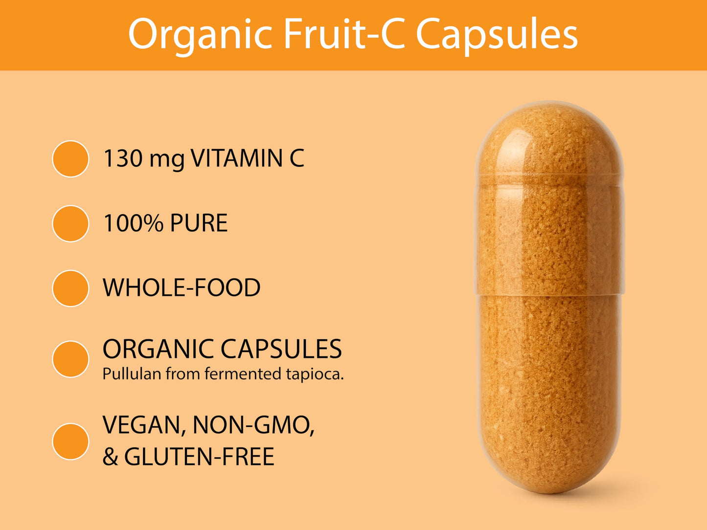 KOYAH Organic Vitamin C Capsules – Acerola Cherries, 100% Whole-Fruit, 130 mg, Freeze-Dried, 60 Caps, Vegan